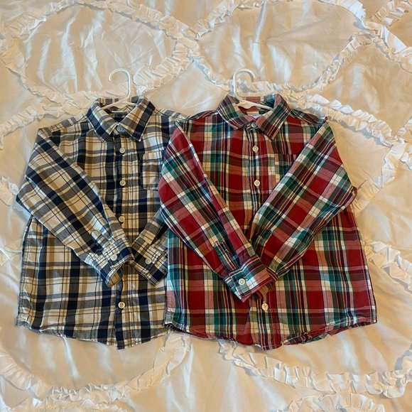 Gymboree Other - Set of 2 Gymboree boys size 5t plaid long sleeve button-down shirts